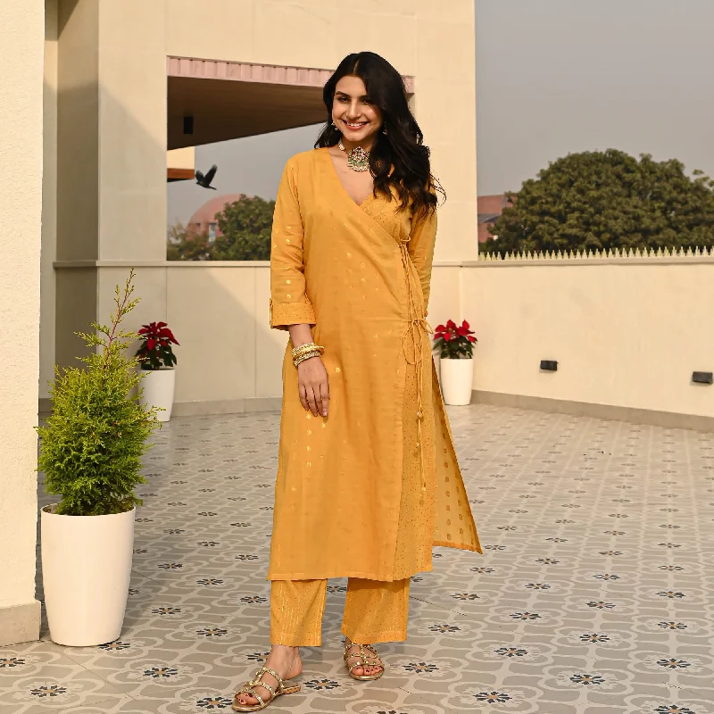 Bunaai Rust Yellow Cotton Lurex Coord Set