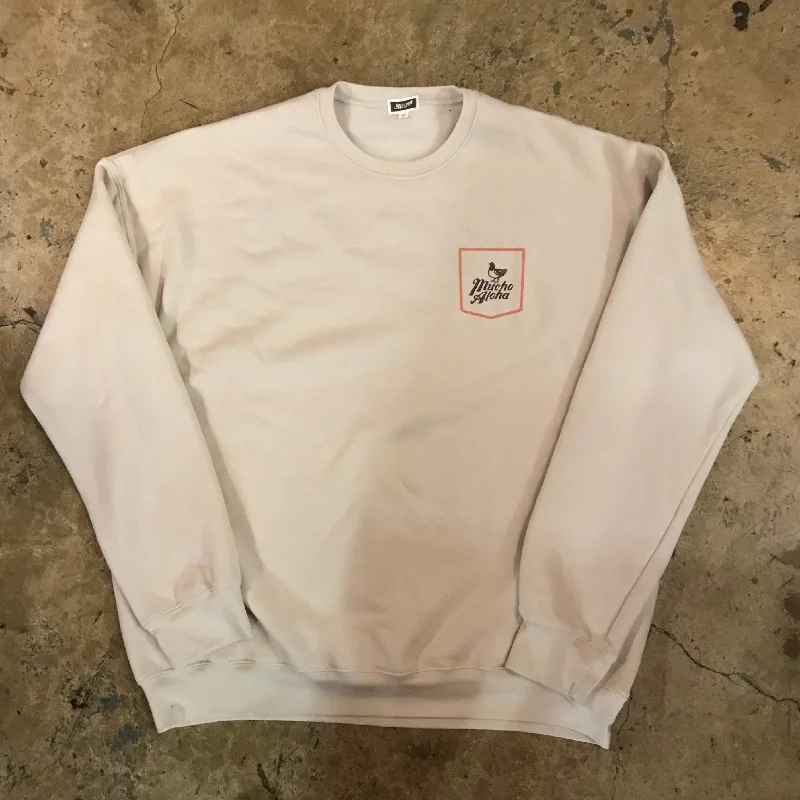 IVORY SUMMER WEIGHT CREW SWEATSHIRT W/ FAUX POCKET