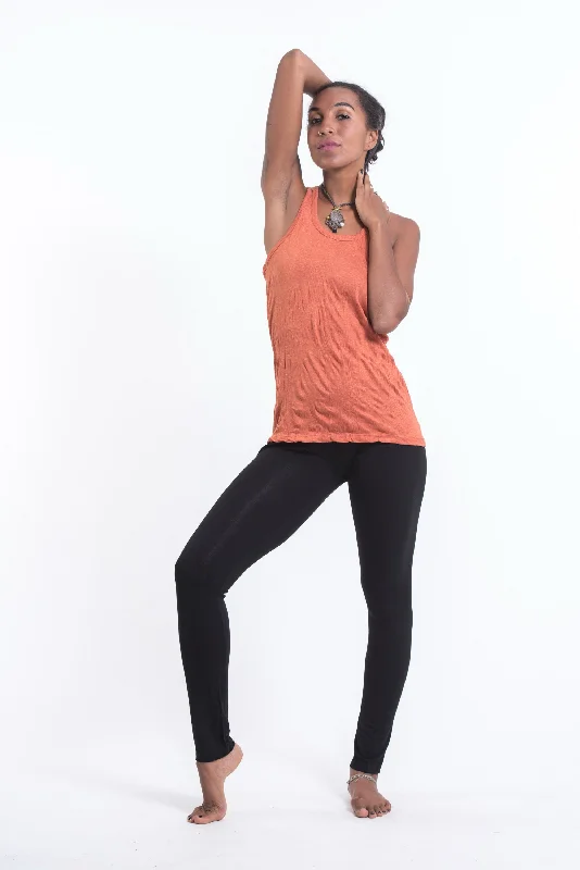 Womens Solid Color Tank Top in Orange