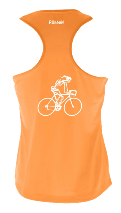 Women's Reflective Tank Top - Female Road Bike Skeleton