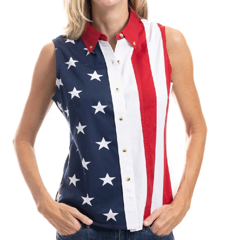 Women's Stars and Stripes 100% Cotton Sleeveless Top