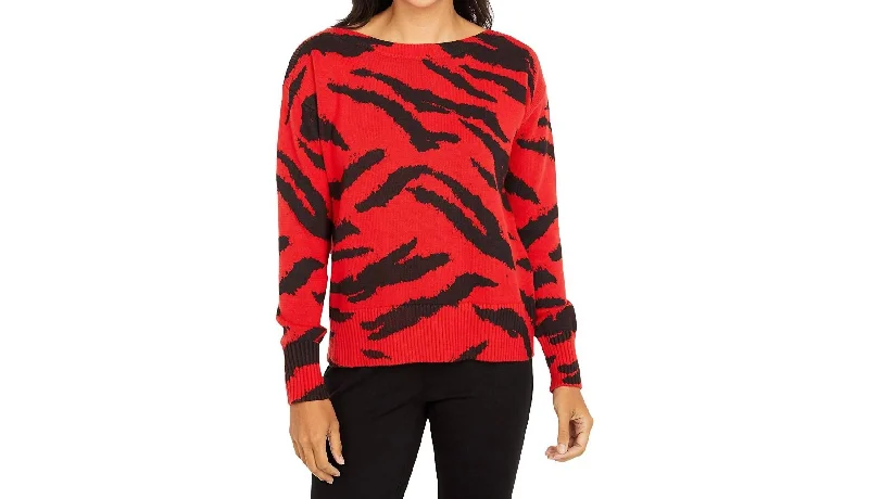 Well Red Boatneck Sweater In Red/black