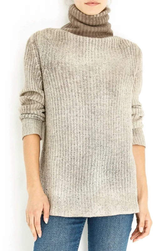 Knit Turtleneck W/ Stones In Taupe