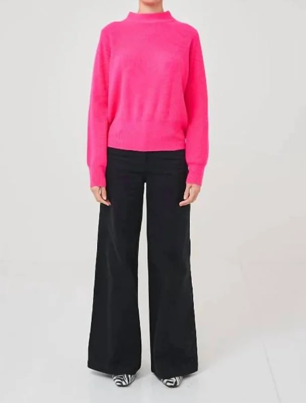 Sophia Fringe Sweater In Neon Pink