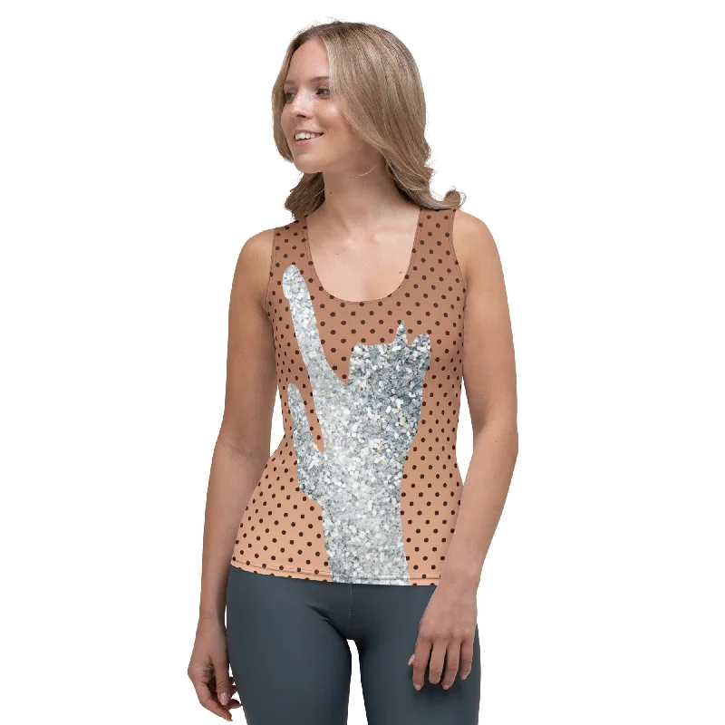 Sequin Print Mesh Tank Top