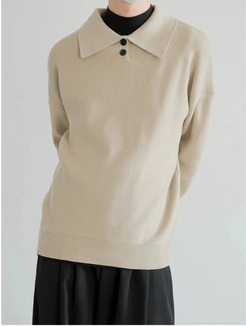 Long Sleeve Knit Polo Shirt