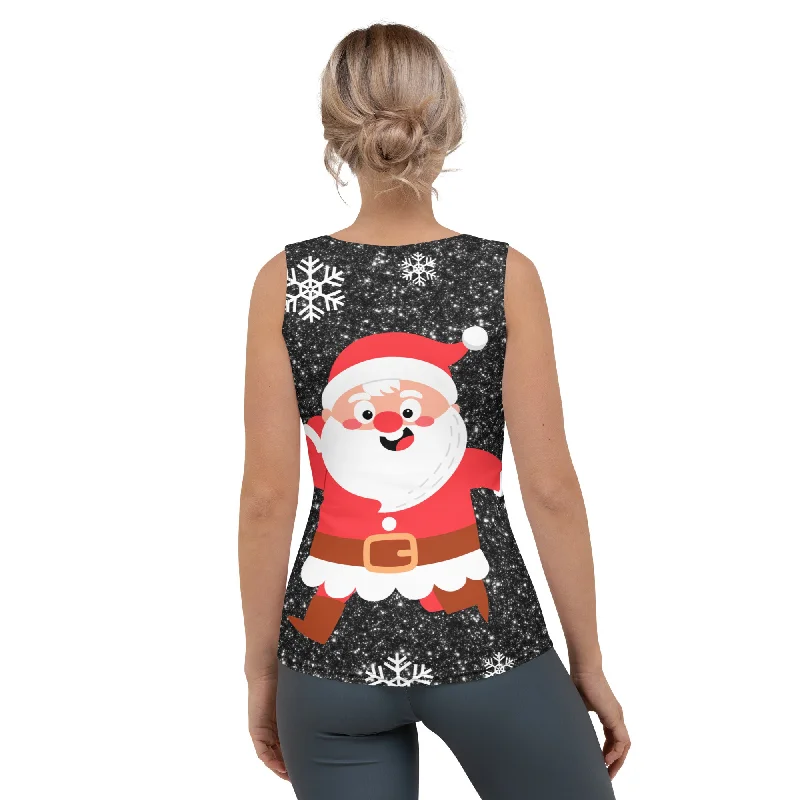 Sparkly Santa Print Tank Top