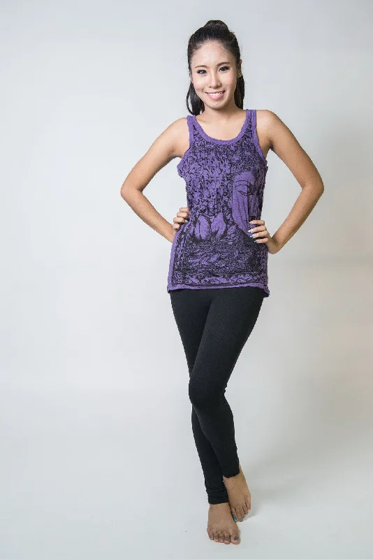 Womens Sanskrit Buddha Tank Top in Purple