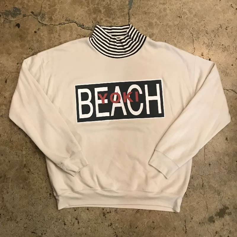 IVORY STRIPE MOCK TURTLENECK YOKI BEACH PATCH