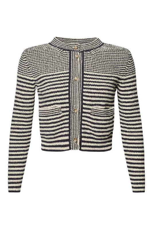 Frame Denim Compact Stripe Cardigan in Navy Multi