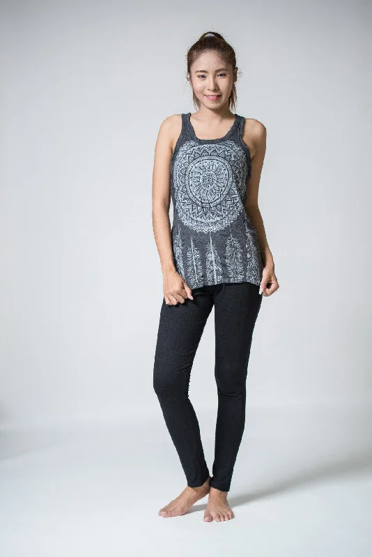 Womens Dreamcatcher Tank Top in Silver on Black