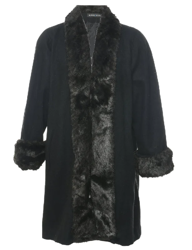 Black Wool Coat - L