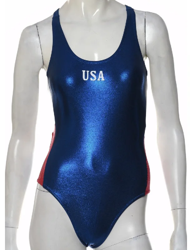 Blue One-piece Sparkly Swimsuit - XS