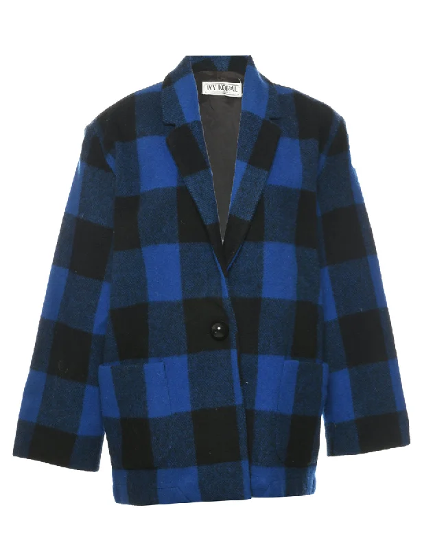 Checked Wool Coat - L