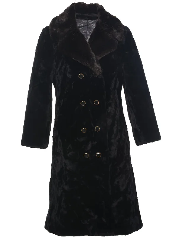 Double Breasted Faux Fur Coat - S