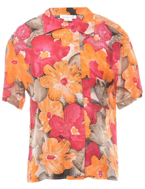 Floral Silk Blouse - M