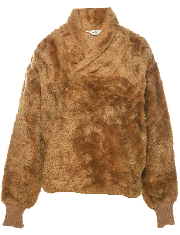 Light Brown Faux Fur Coat - L