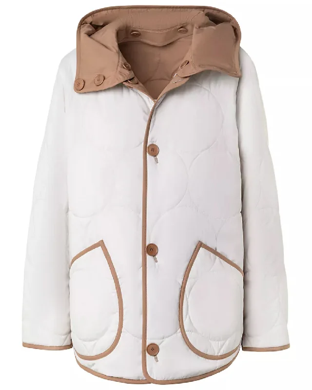 Cream and Caramel Techno Dot Quilted Jacket