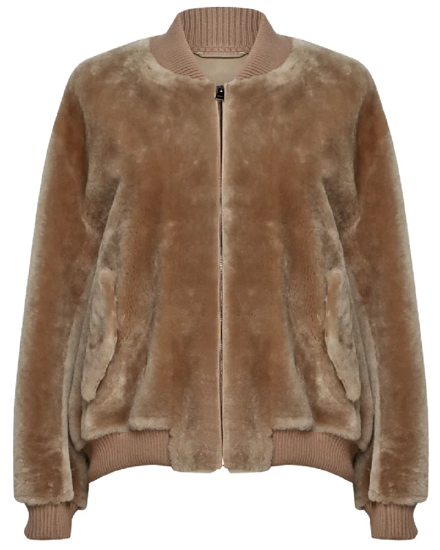 Cappuccino Lilly Star Shearling Bomber