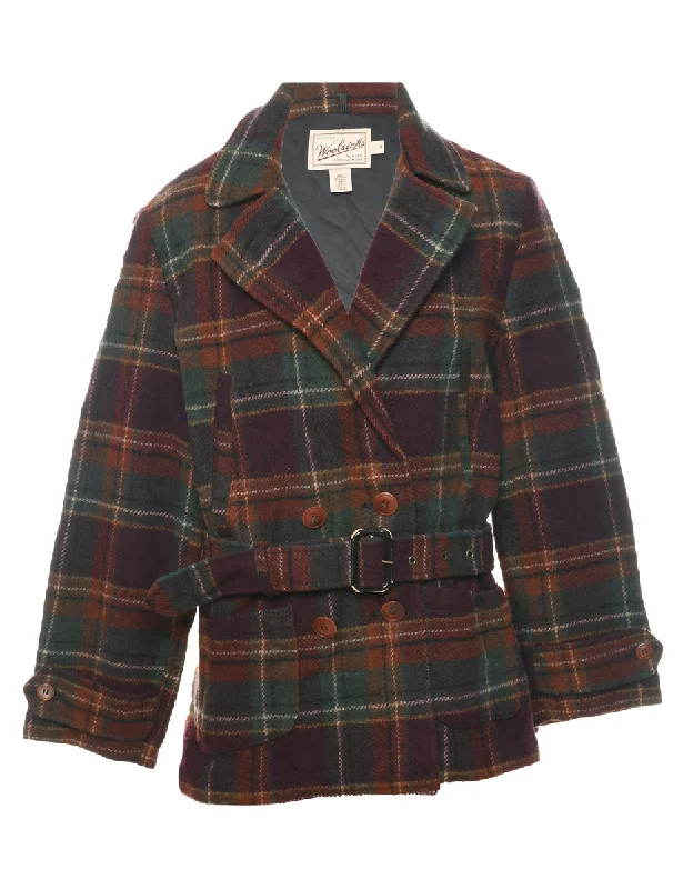 Woolrich Checked Wool Coat - M