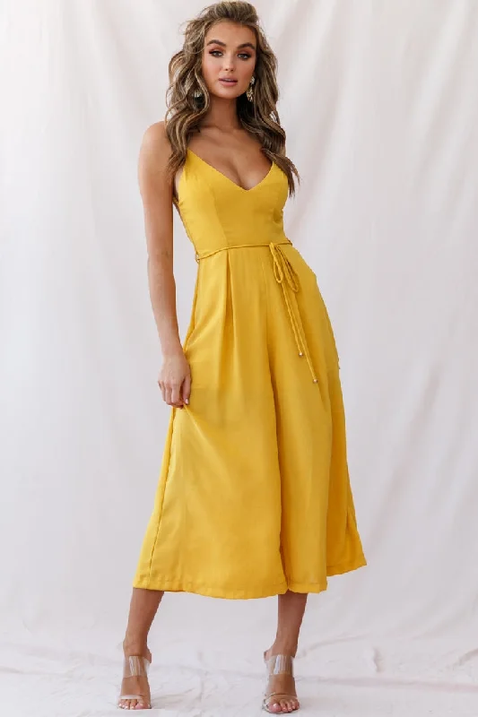 Brighton Low Back Wide Leg Jumpsuit Mustard