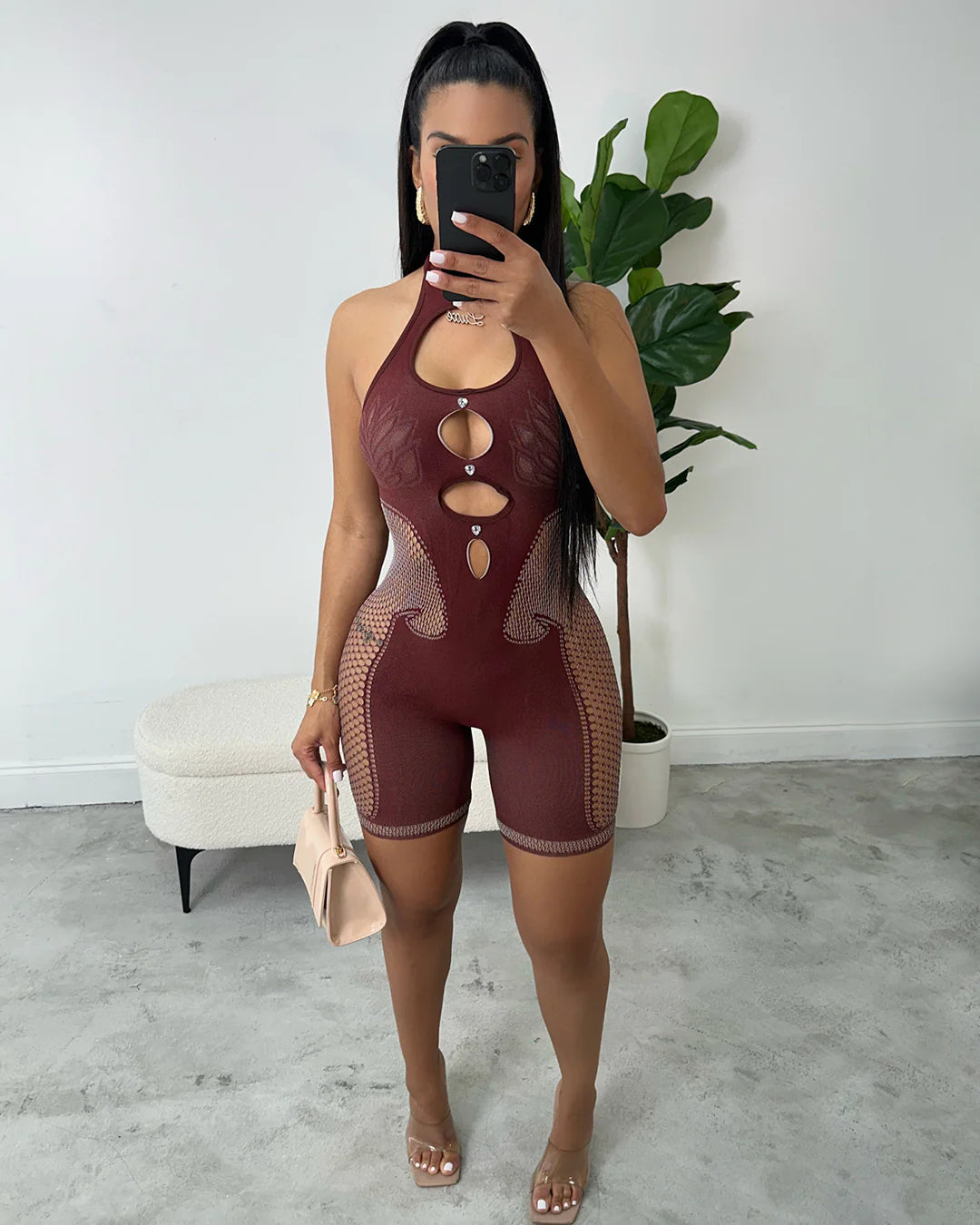 Just A Switch Romper - Brown