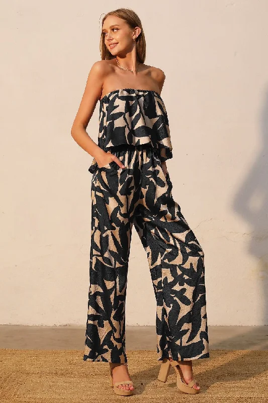 Laguna Cascade Printed Strapless Jumpsuit