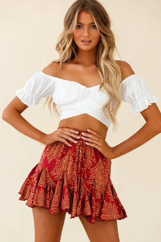 Linka Off-Shoulder Tie-Back Crop Top White