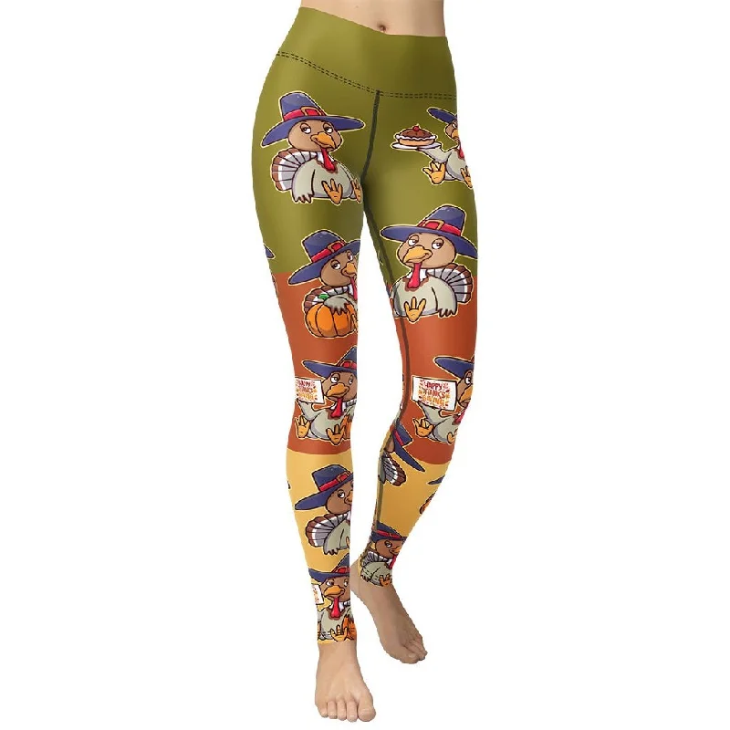 Colorful Turkey Print Yoga Leggings