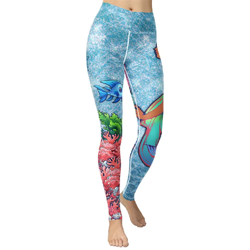 Darker Skin Mermaid Yoga Leggings