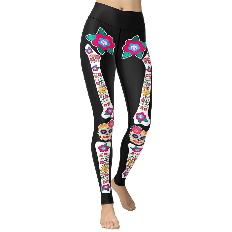 Day of the Dead Bones Yoga Leggings