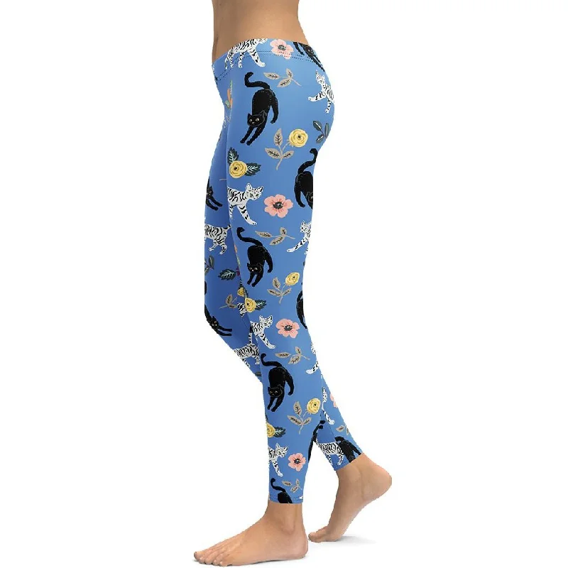 Feline & Flower Pattern Leggings