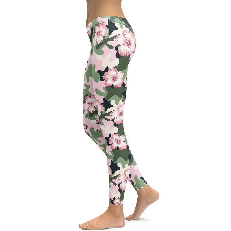 Pink Flower Camo Leggings