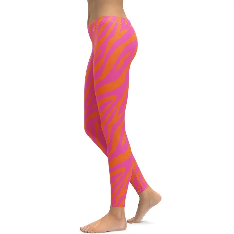 Pink & Orange Zebra Leggings