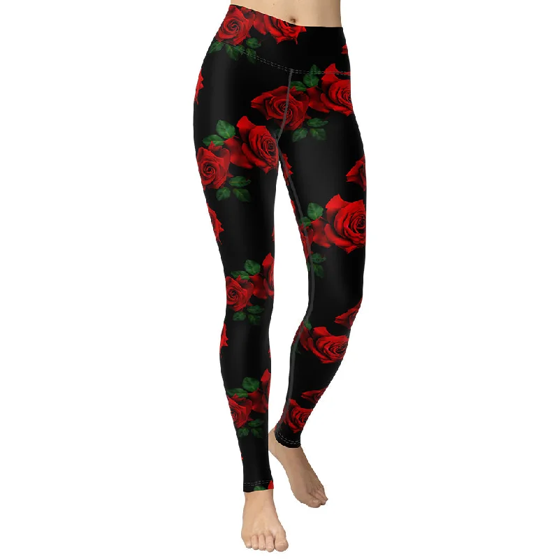 Red Roses Yoga Leggings