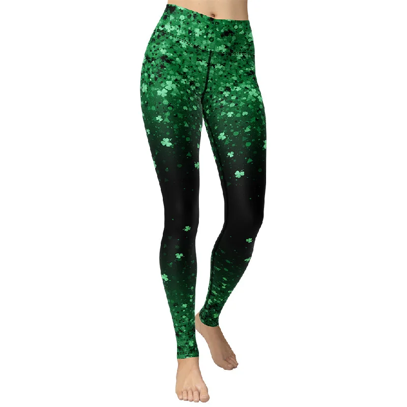 St. Patrick's Day Glitter Print Yoga Leggings