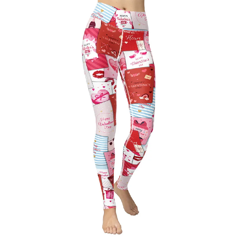 Valentine's Day Cards Yoga Leggings