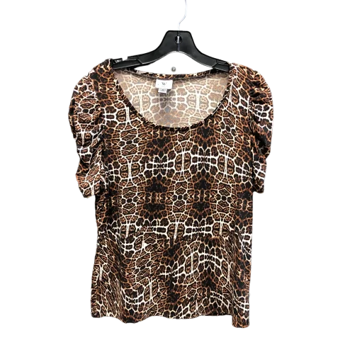 Animal Print Top Short Sleeve Worthington, Size M