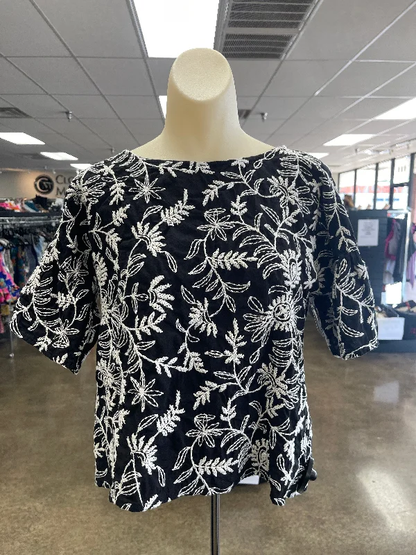 Black & White Top Short Sleeve Anthropologie, Size S