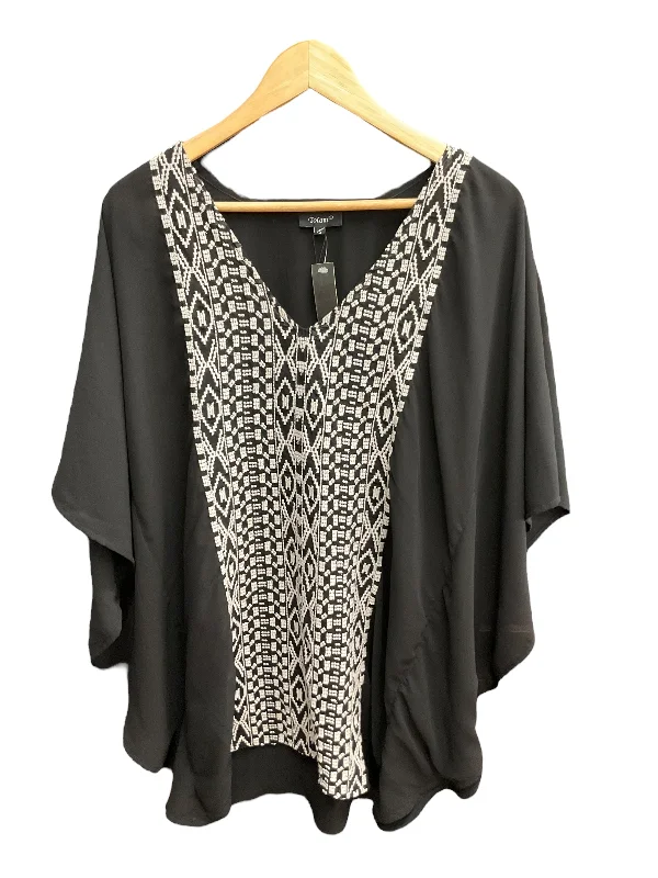 Black & White Tunic Short Sleeve Tolani, Size S