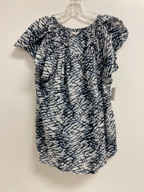 Blue & White Top Short Sleeve Caslon, Size L