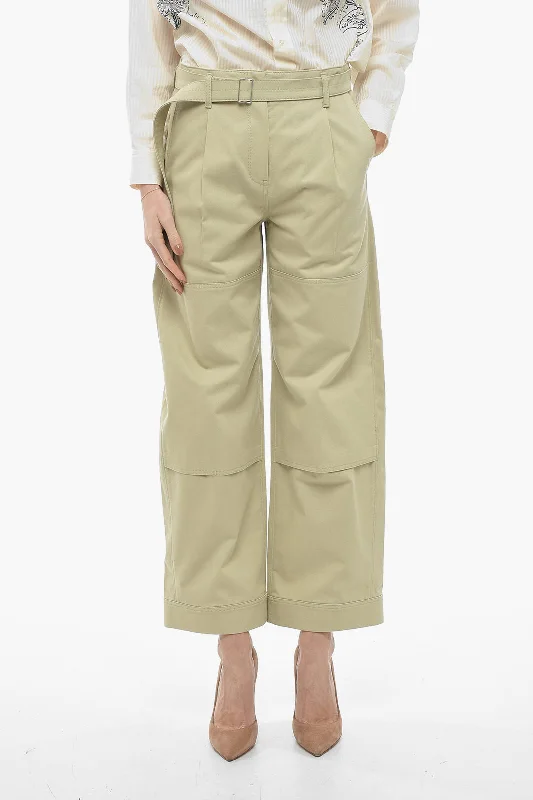 Low Classic Belted Cargo Pants with Front Pleats