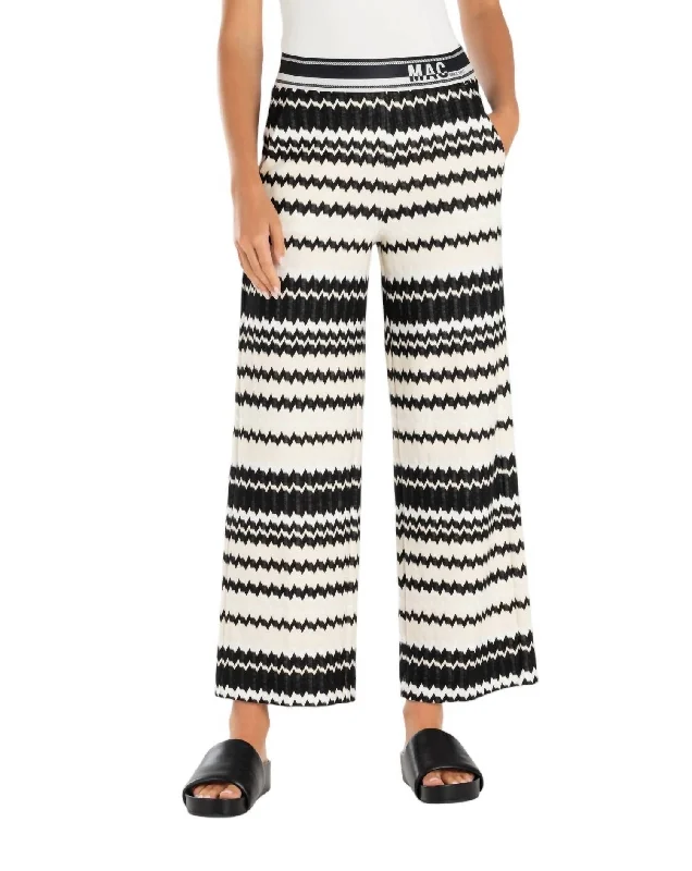 Palazzo Cropped Pant In Ecru/black