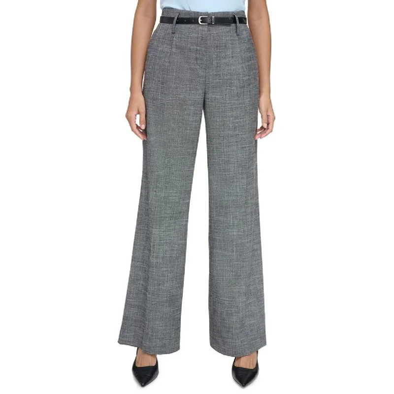 Womens High Rise Heathered Wide Leg Pants