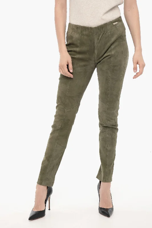 Woolrich Elastic Waistband Suede Leggings